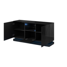 Komoda QIU 2D1K 150x41.5x75 juodai blizgi / juodai blizgi