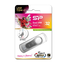 „Silicon Power Mobile C80“ USB atmintinė, 32 GB, USB A tipo / USB C tipo 3.0 (3.1 kartos 1), titano spalvos