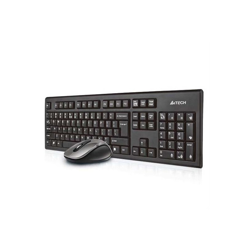 A4Tech 7100N darbalaukio klaviatūra su pele, RF belaidė QWERTY, anglų, juoda