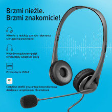 HP stereo USB ausinės G2 laidinės, su galvos lankeliu, juodos