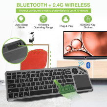 „Techly ICTB9801TB“ klaviatūra, universali, belaidė RF ir „Bluetooth“, QWERTY, JAV anglų, juoda