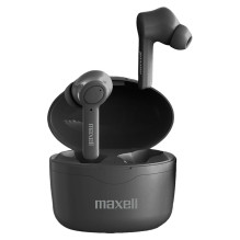 „Maxell Bass 13 Sync Up“ belaidės „Bluetooth“ ausinės su įkrovimo dėklu, juodos