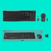 „Logitech 920-004508“ klaviatūra, komplekte pelė, namams, RF belaidė, QWERTY, JAV, tarptautinė, juoda