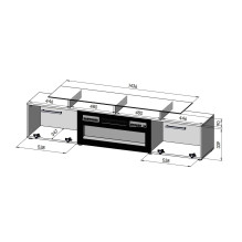 RTV cabinet ROVA with electric fireplace 190x37x48 white / gloss white RTV cabinet ROVA with electric fireplace 190x37x48 white / gloss white