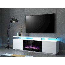 RTV EVA cabinet with electric fireplace 180x40x52 cm white / gloss white RTV EVA cabinet with electric fireplace 180x40x52 cm white / gloss white