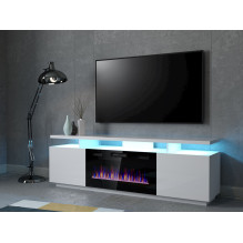 RTV EVA cabinet with electric fireplace 180x40x52 cm white / gloss white RTV EVA cabinet with electric fireplace 180x40x52 cm white / gloss white