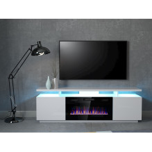 RTV EVA cabinet with electric fireplace 180x40x52 cm white / gloss white RTV EVA cabinet with electric fireplace 180x40x52 cm white / gloss white