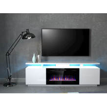 RTV EVA cabinet with electric fireplace 180x40x52 cm white / gloss white RTV EVA cabinet with electric fireplace 180x40x52 cm white / gloss white