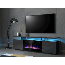 RTV EVA cabinet with electric fireplace 180x40x52 cm graphite / glossy graphite RTV EVA cabinet with electric fireplace 180x40x52 cm graphite / glossy graphite