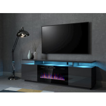RTV EVA cabinet with electric fireplace 180x40x52 cm graphite / glossy graphite RTV EVA cabinet with electric fireplace 180x40x52 cm graphite / glossy graphite