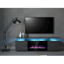 RTV EVA cabinet with electric fireplace 180x40x52 cm graphite / glossy graphite RTV EVA cabinet with electric fireplace 180x40x52 cm graphite / glossy graphite