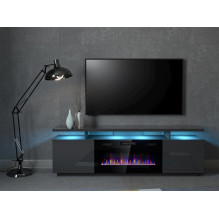 RTV EVA cabinet with electric fireplace 180x40x52 cm graphite / glossy graphite RTV EVA cabinet with electric fireplace 180x40x52 cm graphite / glossy graphite