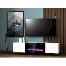 RTV spintelė PAFOS EF su elektriniu židiniu 180x42x49 cm, balta matinė RTV spintelė PAFOS EF su elektriniu židiniu 180x42x49 cm, balta matinė