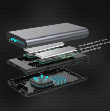„UNITEK S1206A SolidForce“ USB-C į PCIe / NVMe M.2 SSD 10 Gbps dviejų lizdų korpusas su neprisijungus klonavimu „UNITEK S1206A SolidForce“ USB-C į PCIe / NVMe M.2 SSD 10 Gbps dviejų lizdų korpusas su neprisijungus klonavimu