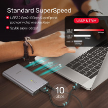 UNITEK S1206A SolidForce USB-C to PCIe / NVMe M.2 SSD 10Gbps Dual Bay Enclosure with Offline Clone