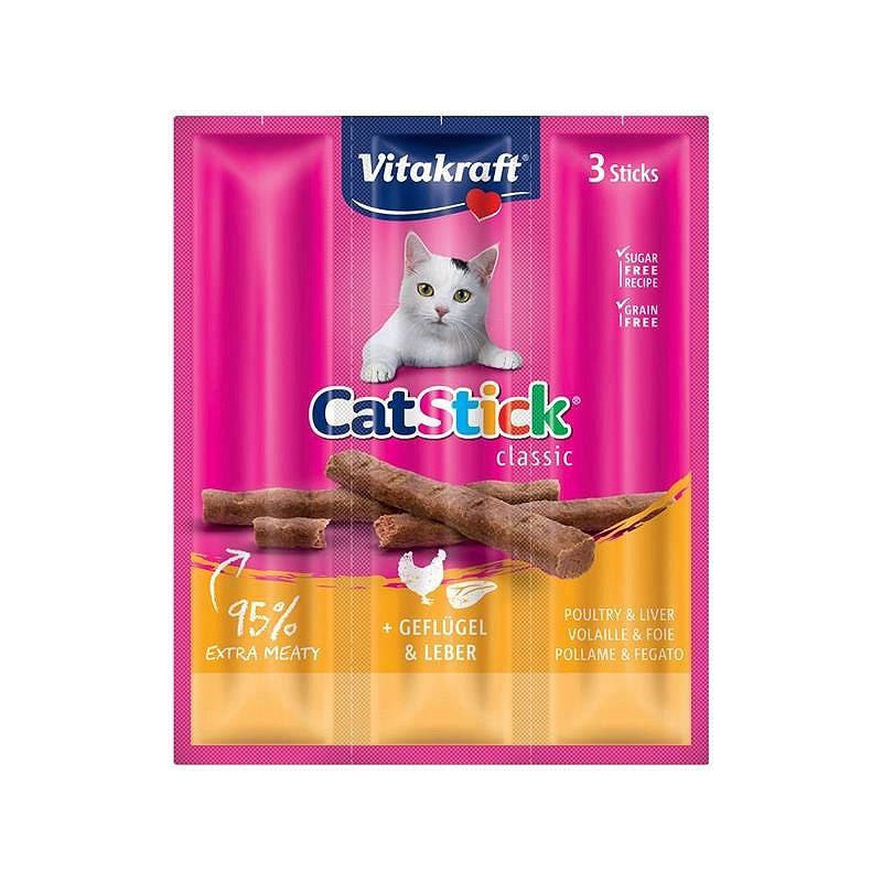 VITAKRAFT CatStick Mini su paukštiena ir kepenėlėmis - kačių skanėstai - 3 vnt.