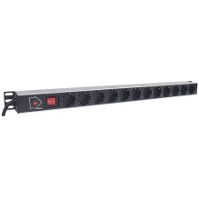 Intellinet Vertical Rackmount 12-Output Power Distribution Unit (PDU), EU CEE 7 / 3 Outlets, With On / Off Switch and Ov