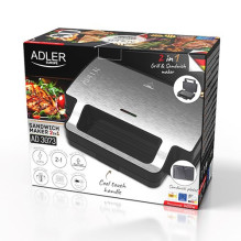 Adler AD 3073 Sandwich toaster Silver - Black Adler AD 3073 Sandwich toaster Silver - Black