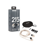 „Shure SE215 Pro“ ausinės su laidine, į ausį dedamos scenos / studijos ausinės, skaidrios