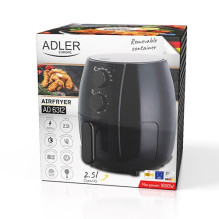 „Airfryer Adler AD 6312“ 2,5 litro neriebi gruzdintuvė, juoda „Airfryer Adler AD 6312“ 2,5 litro neriebi gruzdintuvė, juoda