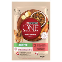 PURINA One Mini / Small Active Beef - šlapias šunų ėdalas - 85 g