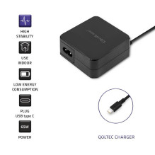 Qoltec 51027 Charger , 65W , 5-20.3V , 2-3.25A , USB type C , PD