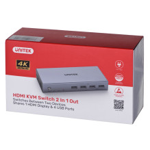 UNITEK V307A KVM jungiklis, pilkas