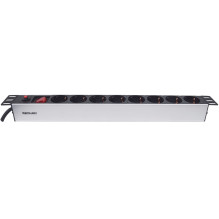 Intellinet 19" 1U Rackmount 8-Way Power Strip - German Type, With On / Off Switch and Overload Protection, 3m Power
