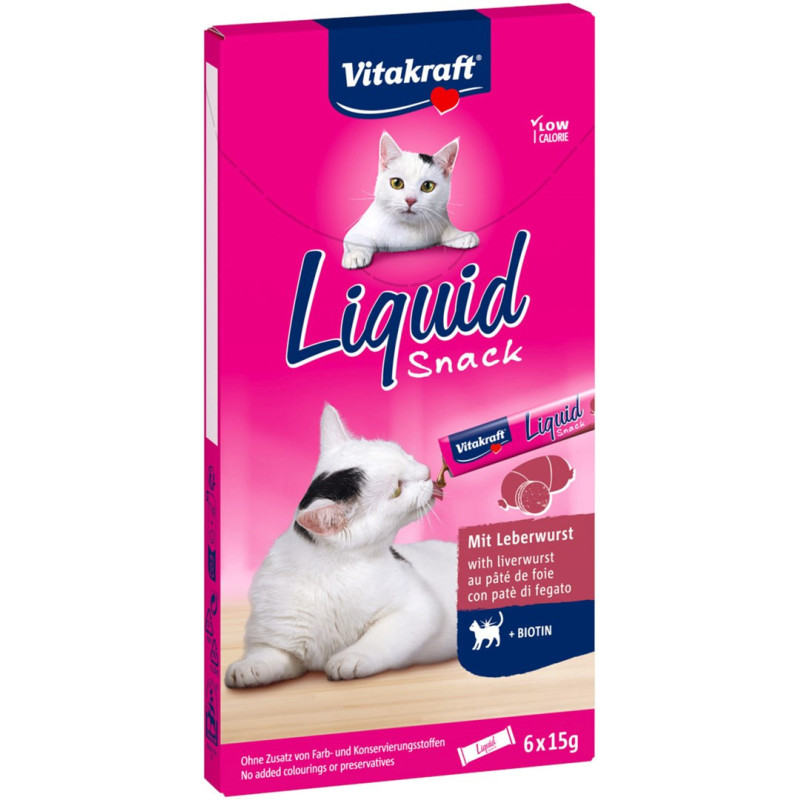 VITAKRAFT skystas skanėstas kepenėlėms su biotinu - skanėstas katėms - 6 x 15 g