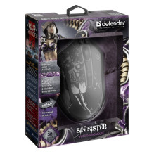 Žaidimų optinė laidinė pelė DEFENDER GM-933 SIN\'SISTER 7200dpi 6P RGB