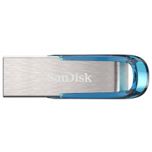 „SanDisk Ultra Flair“ USB atmintinė 128 GB USB A tipo 3.2 kartos 1 (3.1 kartos 1) mėlyna, sidabrinė
