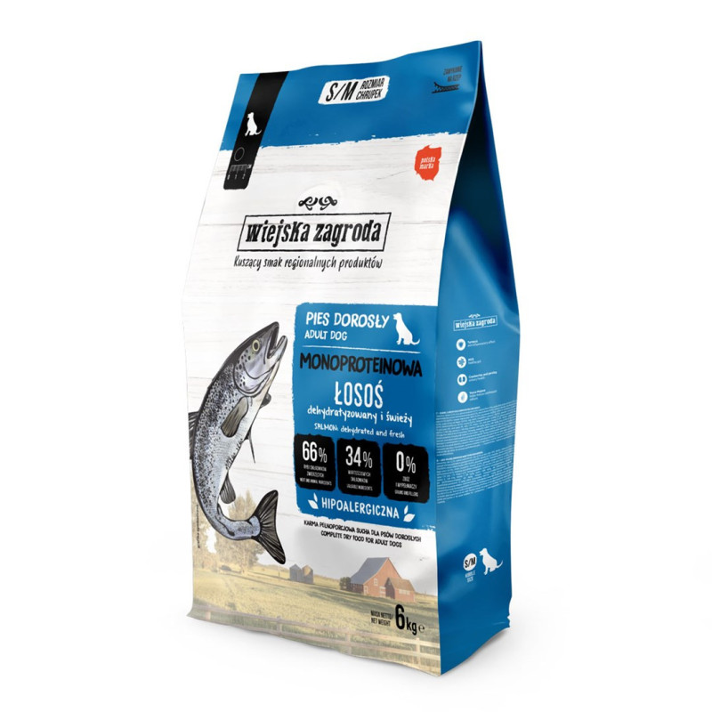 WIEJSKA ZAGRODA Monoprotein Salmon - sausas šunų maistas - 6kg
