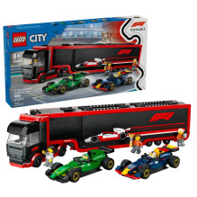 LEGO CITY 60445 F1 - Truck with RB20 &amp; AMR24 F1 Cars