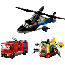LEGO CITY 60462 Sraigtasparnio, gaisrinės mašinos ir povandeninio laivo remiksas