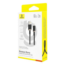 „Baseus Dura“ USB A tipo į C tipo 60 W greito įkrovimo laidas, 2 m, juodas, auksinis „Baseus Dura“ USB A tipo į C tipo 60 W greito įkrovimo laidas, 2 m, juodas, auksinis