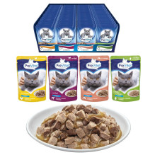 PREVITAL Cat Food Mix 4 Flavors Chicken, Veal, Salmon, Poultry - wet cat food - 96 x 100 g