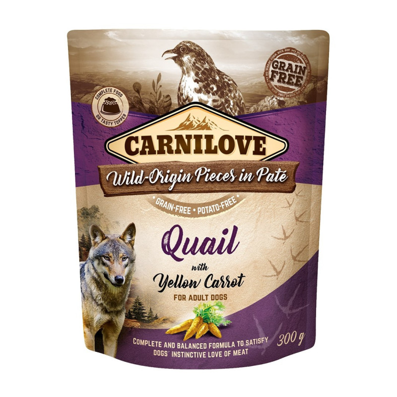 CARNILOVE Dog Pouch Quail &amp; Yellow carrot - wet dog food - 300g