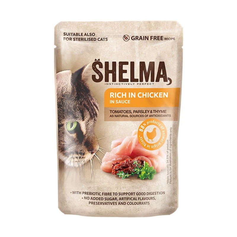 SHELMA Rich in chicken in sauce - wet cat food - 85g