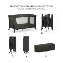 KinderKraft kelioninė lovelė JOY šviesiai pilka