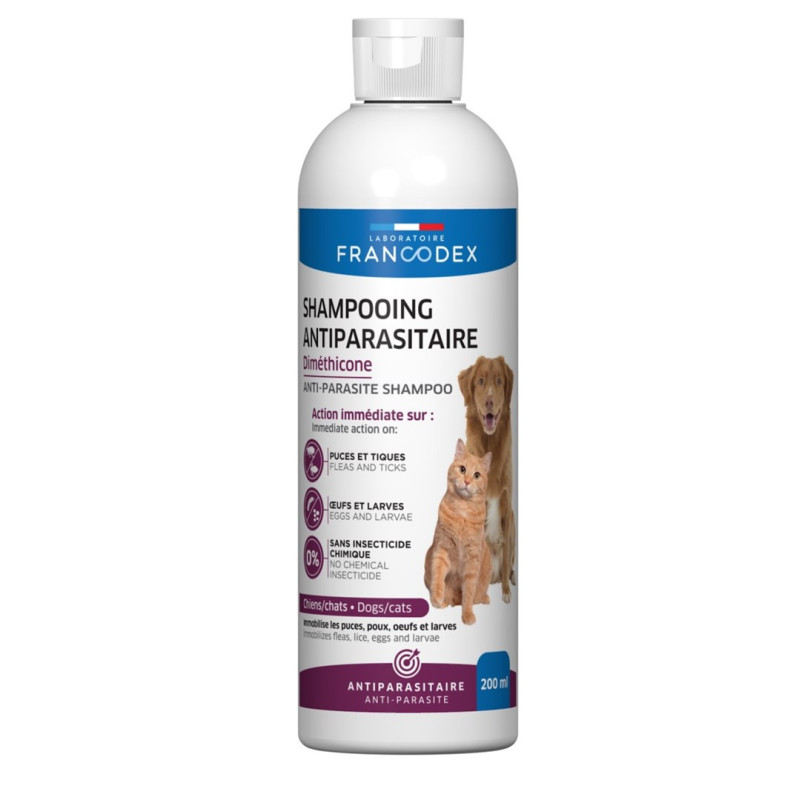 FRANCODEX Antiparasitic shampoo with dimethicone - shampoo for dog and cat - 200ml