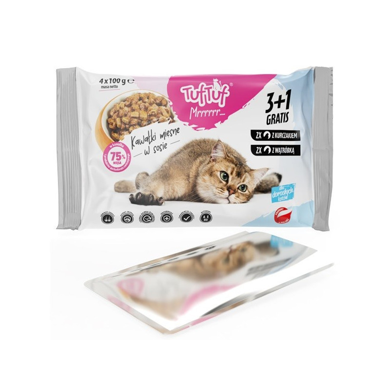 TUF TUF 2x with chicken, 2x with liver - wet cat food - 4x100g