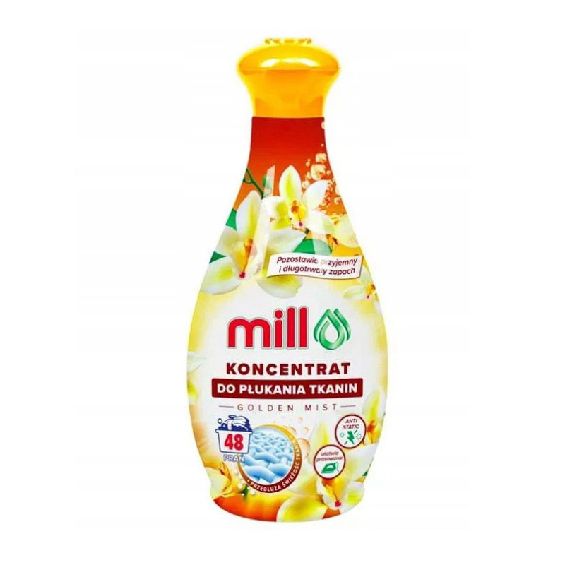 MILL Audinių minkštiklio koncentratas GOLDEN MIST 1,3 l, 48 skalavimai
