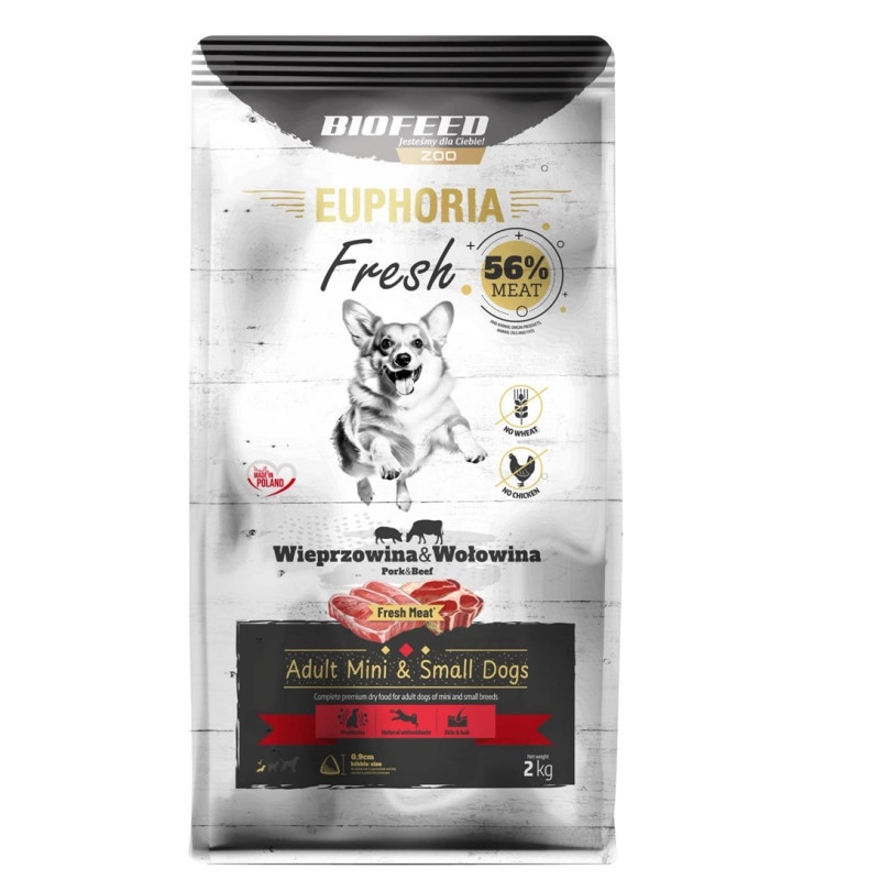 BIOFEED Euphoria Fresh Adult Mini &amp; Small Pork with beef - dry dog food - 2kg