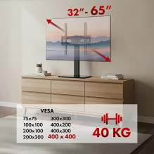 Maclean universal TV stand, for RTV cabinet, stand, max. 40kg, max. VESA 400x400, height and angle adjustment, for 32-65