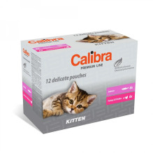 CALIBRA Cat Premium Kitten maišeliai, kelių pakuočių pakuotė – šlapias kačių ėdalas – 12 x 100 g