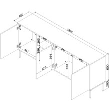 Cama INSERTO 3D1W komoda 190x40x80 kašmyro spalvos + LED