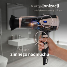 Adler Mesko MS 2287 plaukų džiovintuvas 2400 W Juoda, Šampano spalvos