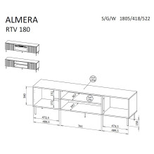 ALMERA TV cabinet 180.5x42x52.5 walnut / cashmere + black fireplace ALMERA TV cabinet 180.5x42x52.5 walnut / cashmere + black fireplace