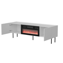 Cama LUCCA TV cabinet 180x40x59 white + black fireplace