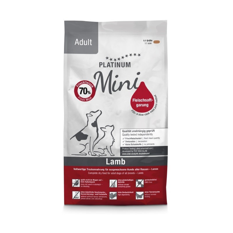PLATINUM Adult Lamb Mini - semi-moist dog food - 900g